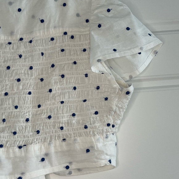 American Eagle Cropped Short Sleeve Front Tie Shirt Polkadot Size Small - Picture 7 of 13